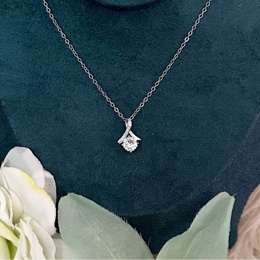 Diamond Pendant Necklace With Silver Chain New!